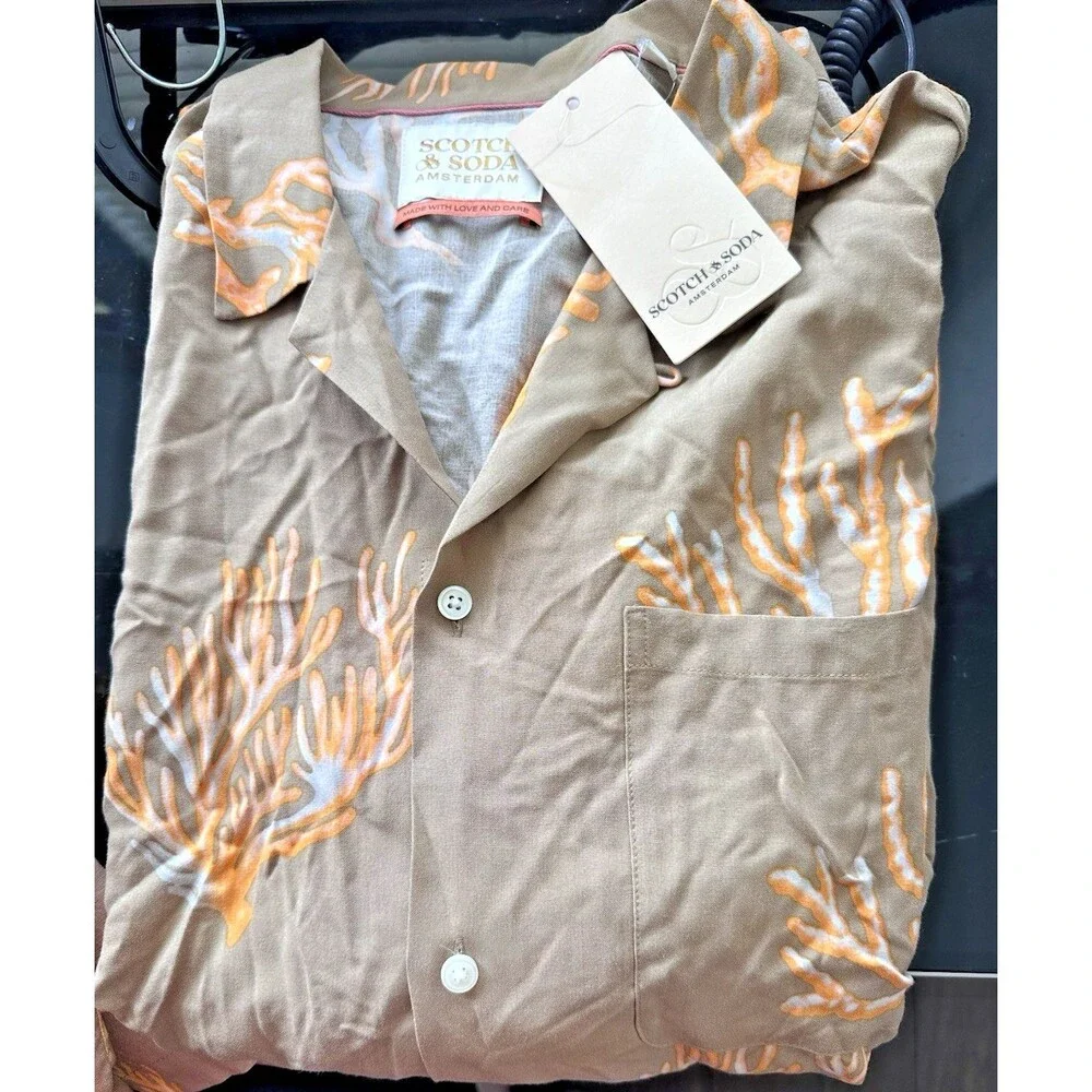 Scotch & Soda Amsterdam Men's All Over Print Short Sleeve Button up Shirt XL